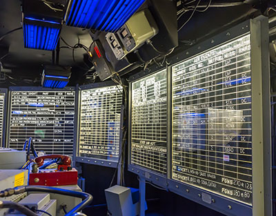 Capitan's brige control panel on aircraft carrier