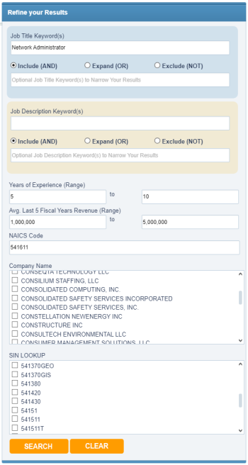 Search Refinement - Labor Rates